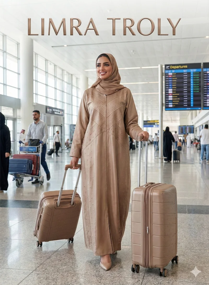 ليمرا طقم شنط سفر 3 قطع من البولي بروبلين عالي الجودة - هيكل صلب مقاوم للكسر والصدمات مع عجلات دوارة 360 درجة - لون ذهبي